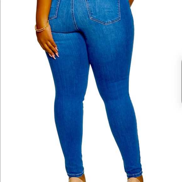 Plus Size WAX Distressed Whiskered Jeans - Picture 2 of 2